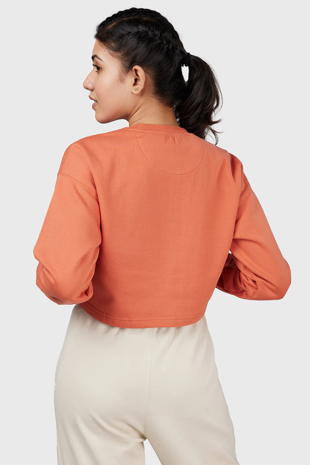 Signature Oversized Cropped Sweatshirt Orange - Image 4