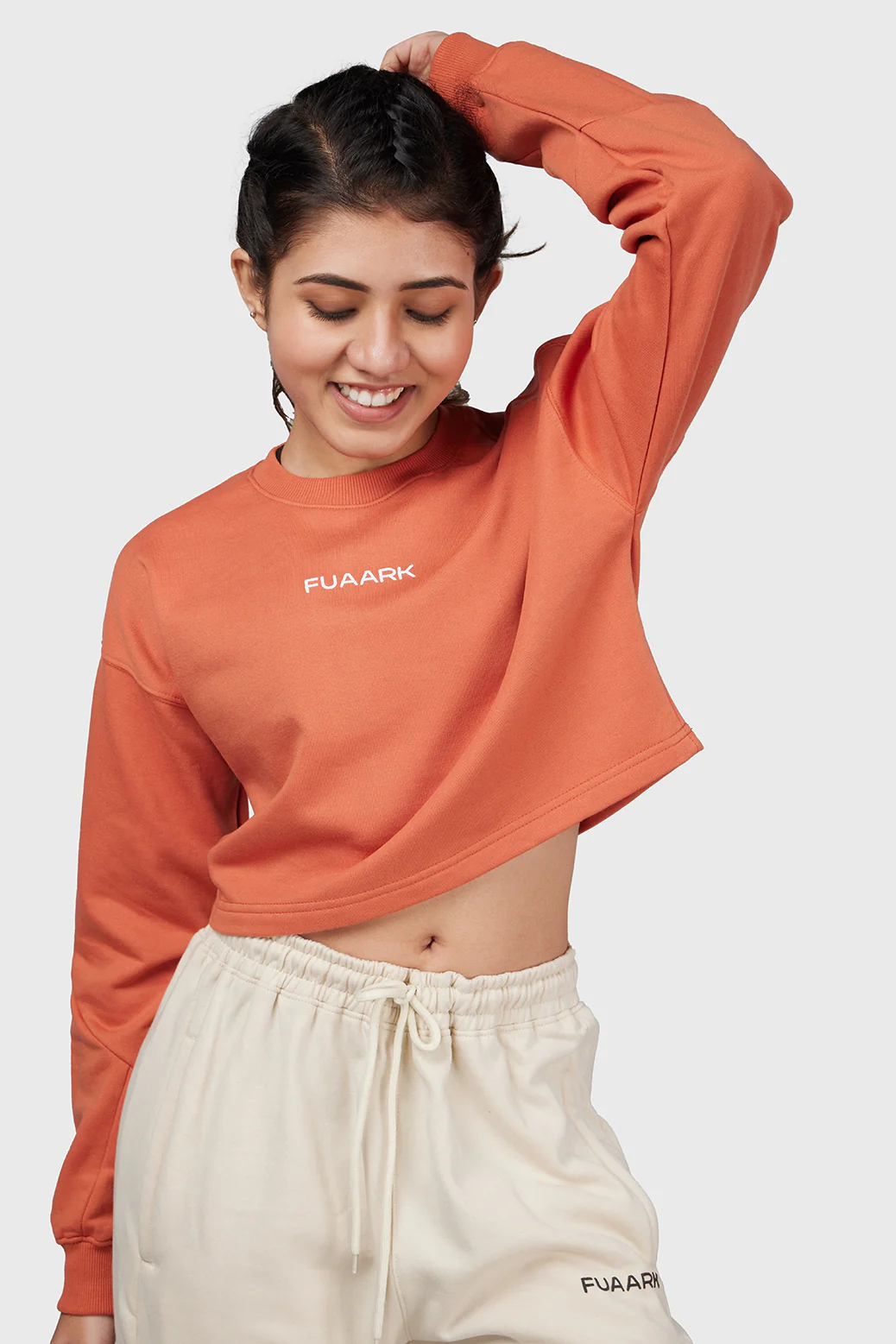 Signature Oversized Cropped Sweatshirt Orange - Image 5