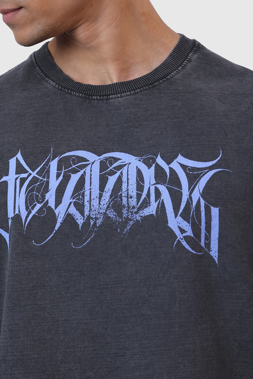 Skull Washed Oversized T-shirt Dark Grey - Image 3