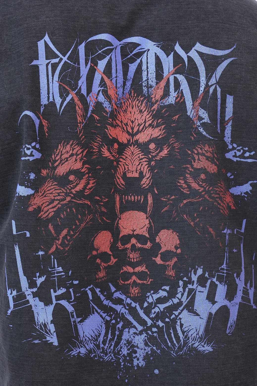 Skull Washed Oversized T-shirt Dark Grey - Image 4