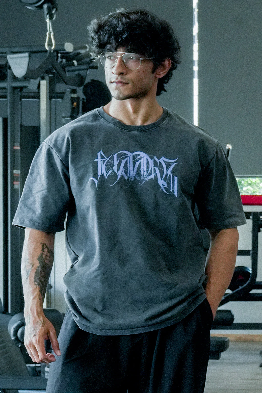 Skull Washed Oversized T-shirt Dark Grey - Image 5