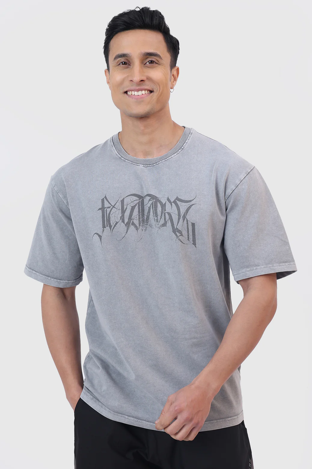 Skull Washed Oversized T-shirt Light Grey - Image 6