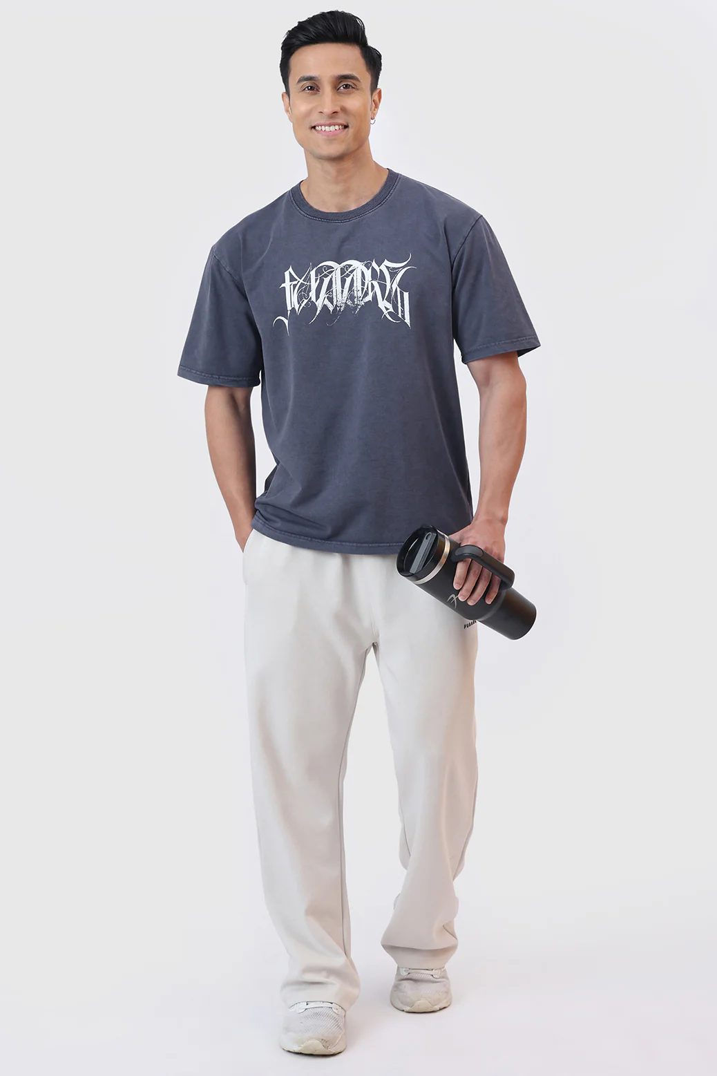Skull Washed Oversized T-shirt Navy - Image 2