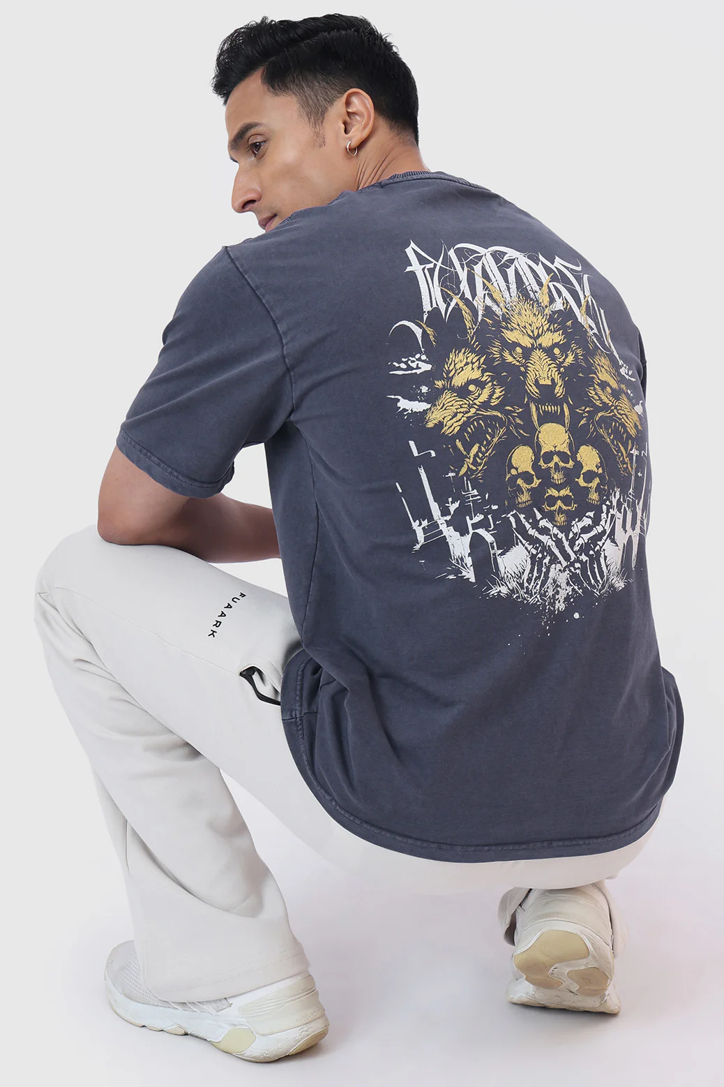 Skull Washed Oversized T-shirt Navy - Image 7