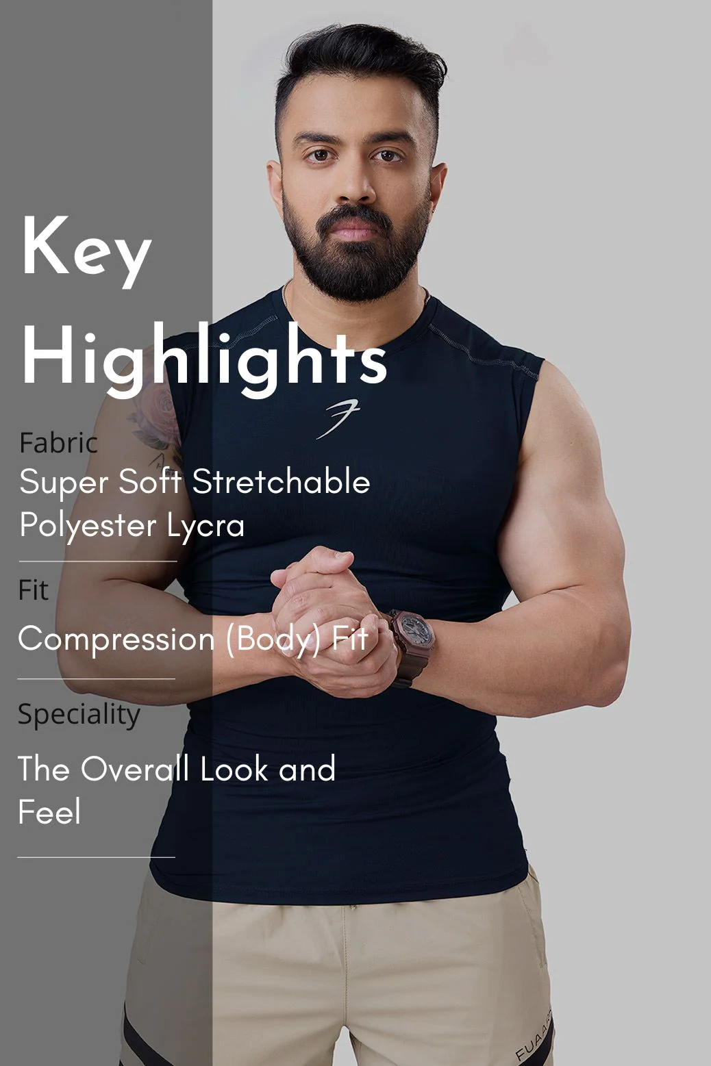 Compression Sleeveless  Tank Navy - Image 7