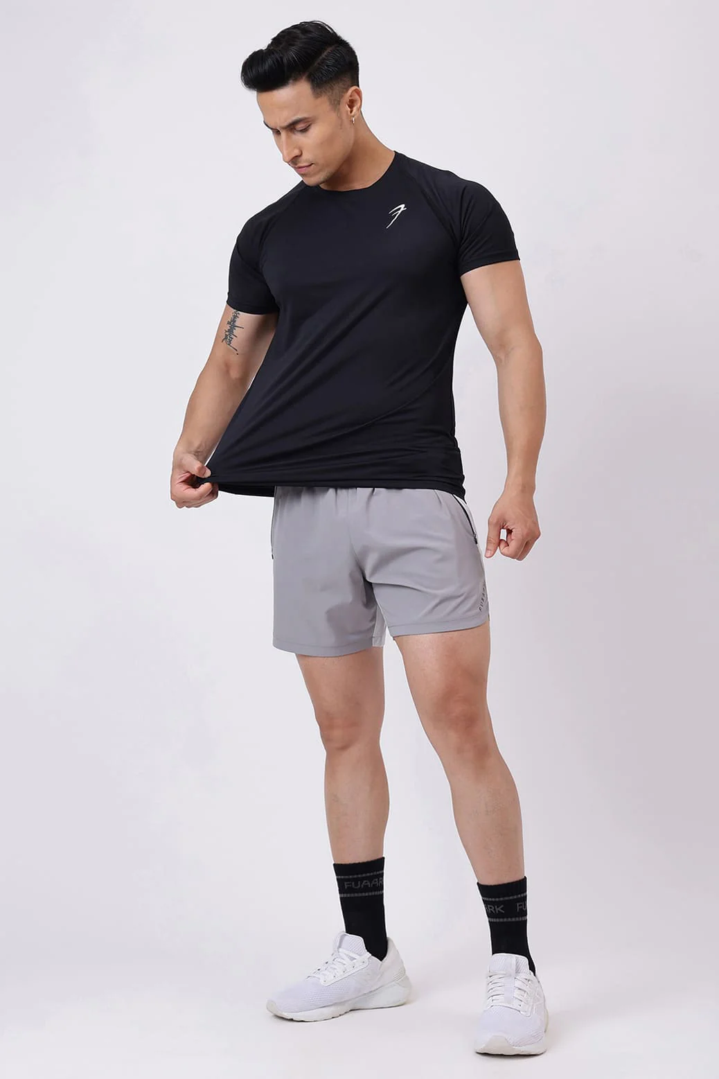 Snap Colourblock Shorts Light Grey - Image 2