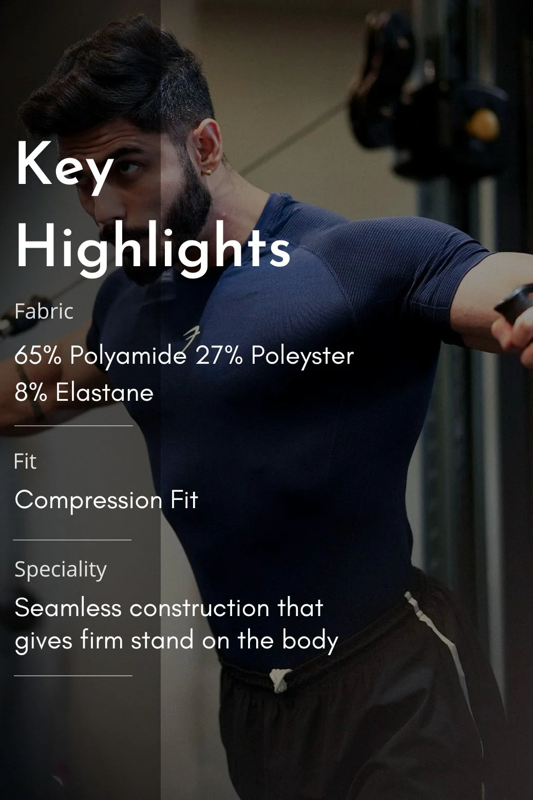 Strength Seamless T-shirt Navy - Image 7