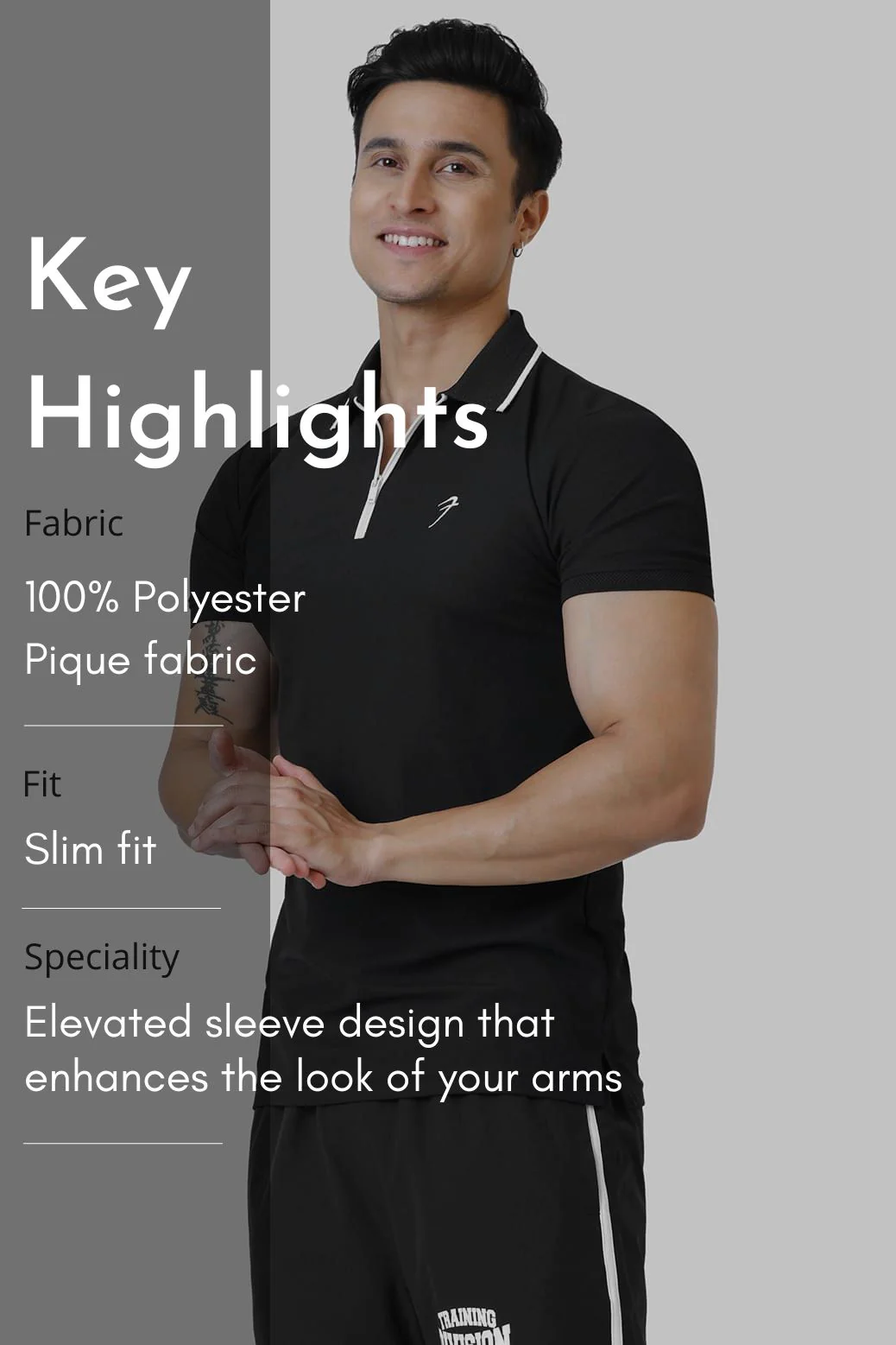 Stride Polo T-shirt Black - Image 7