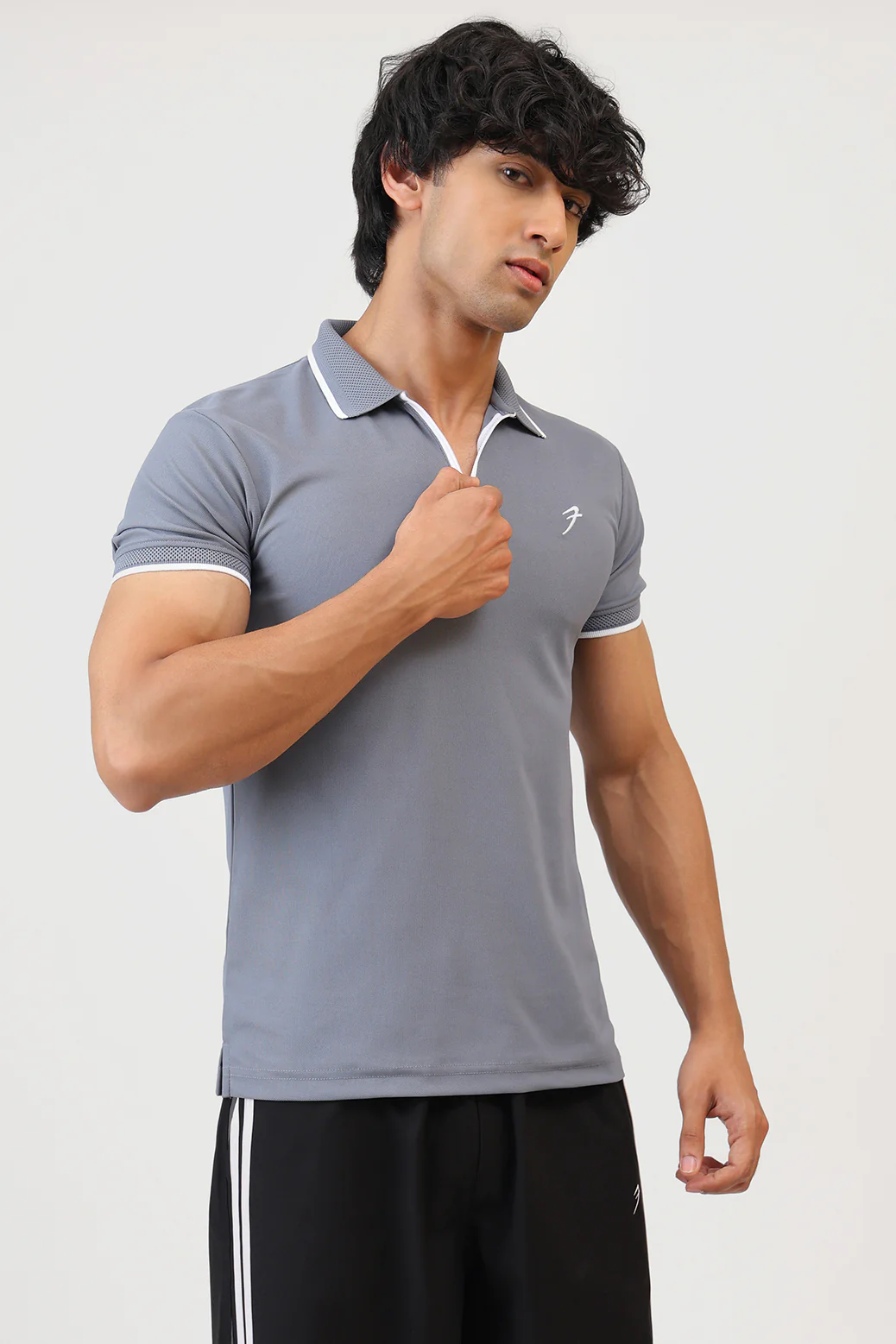 Stride Polo T-shirt Grey - Image 4