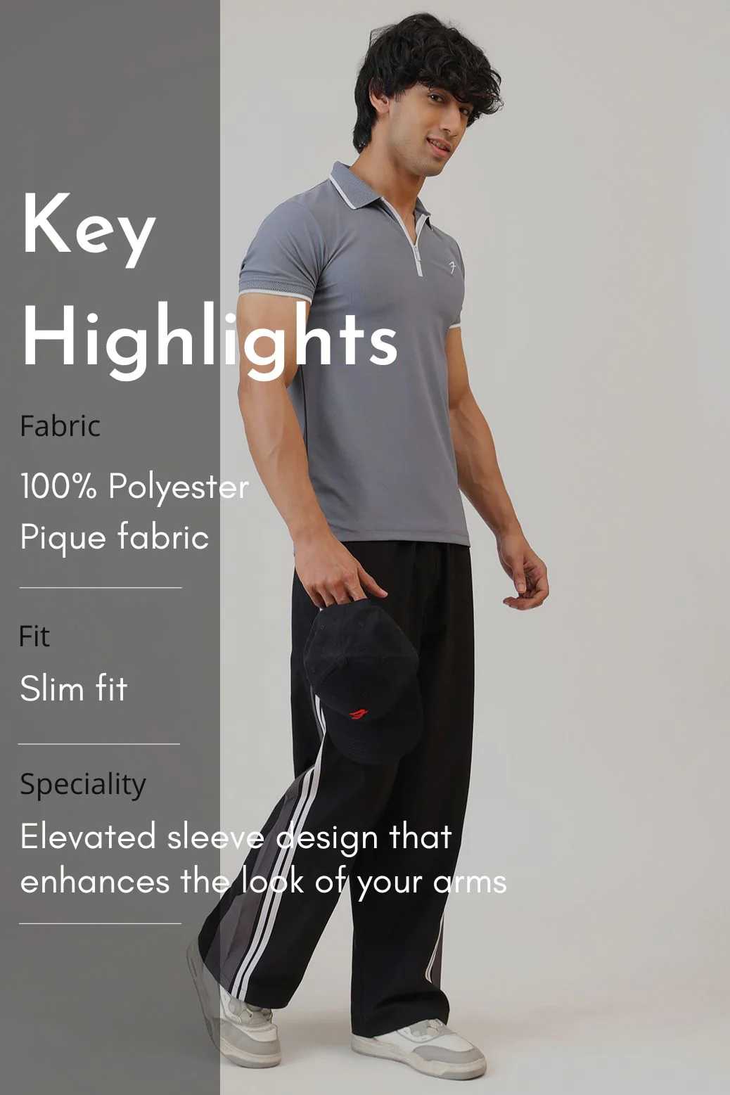Stride Polo T-shirt Grey - Image 7