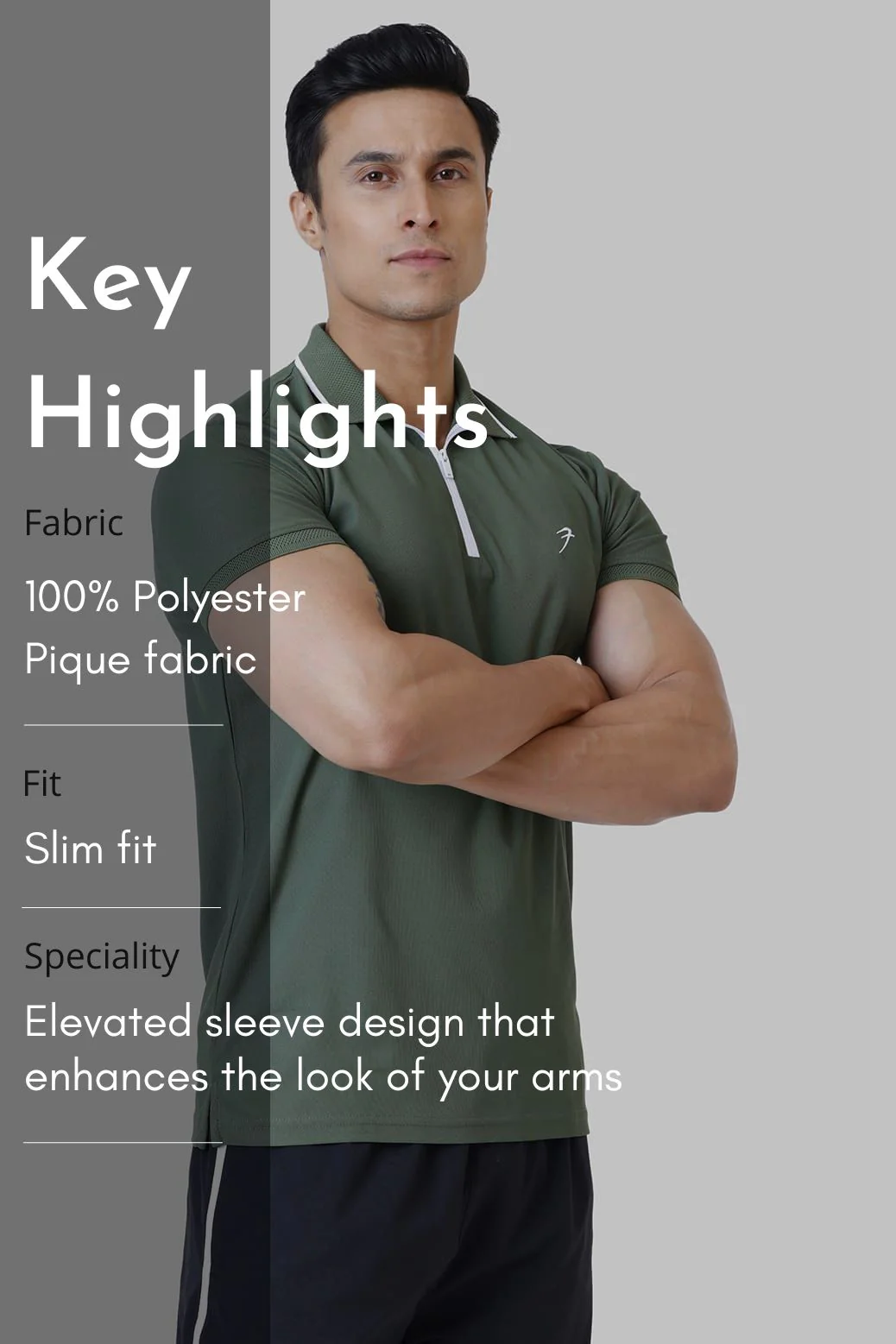 Stride Polo T-shirt Olive - Image 8