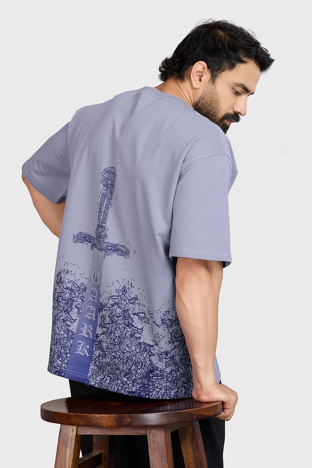 Sword Oversized T-shirt Light Grey - Image 7