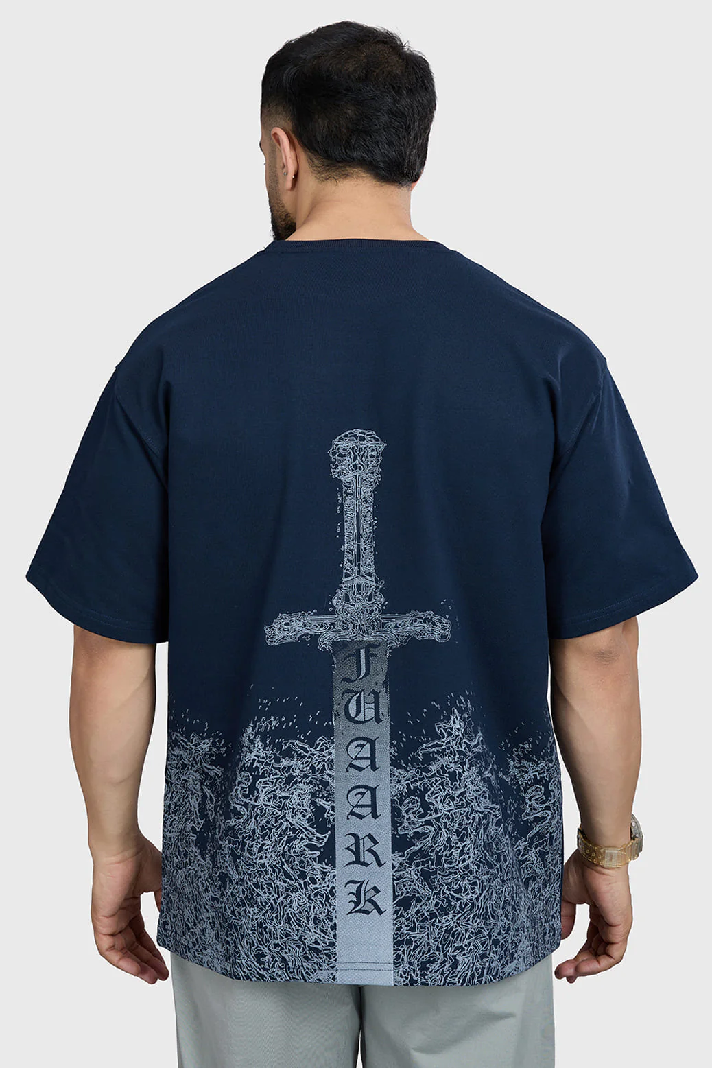 Sword Oversized T-shirt Navy - Image 5