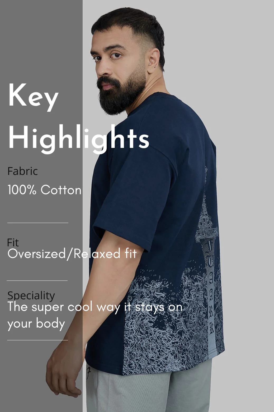 Sword Oversized T-shirt Navy - Image 6
