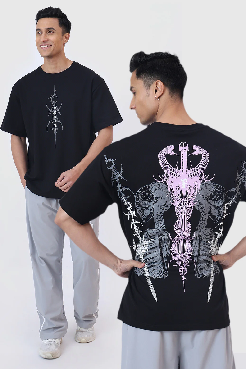 Twin Sword Oversized  T-shirt Black