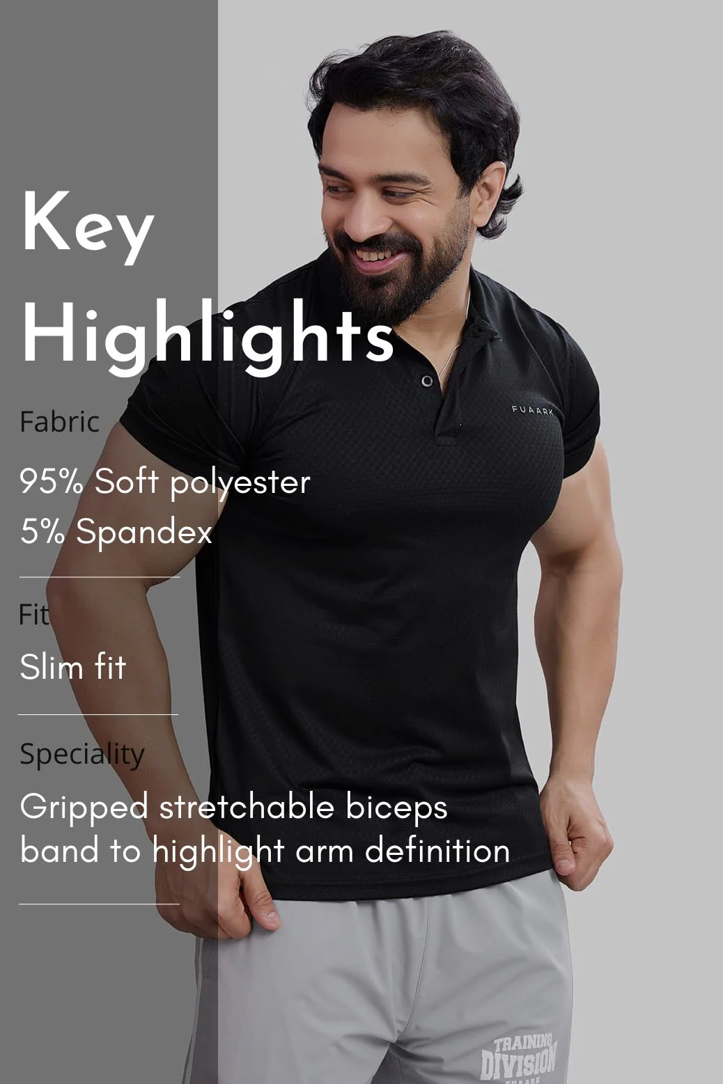 Wave Polo T-shirt Black - Image 8