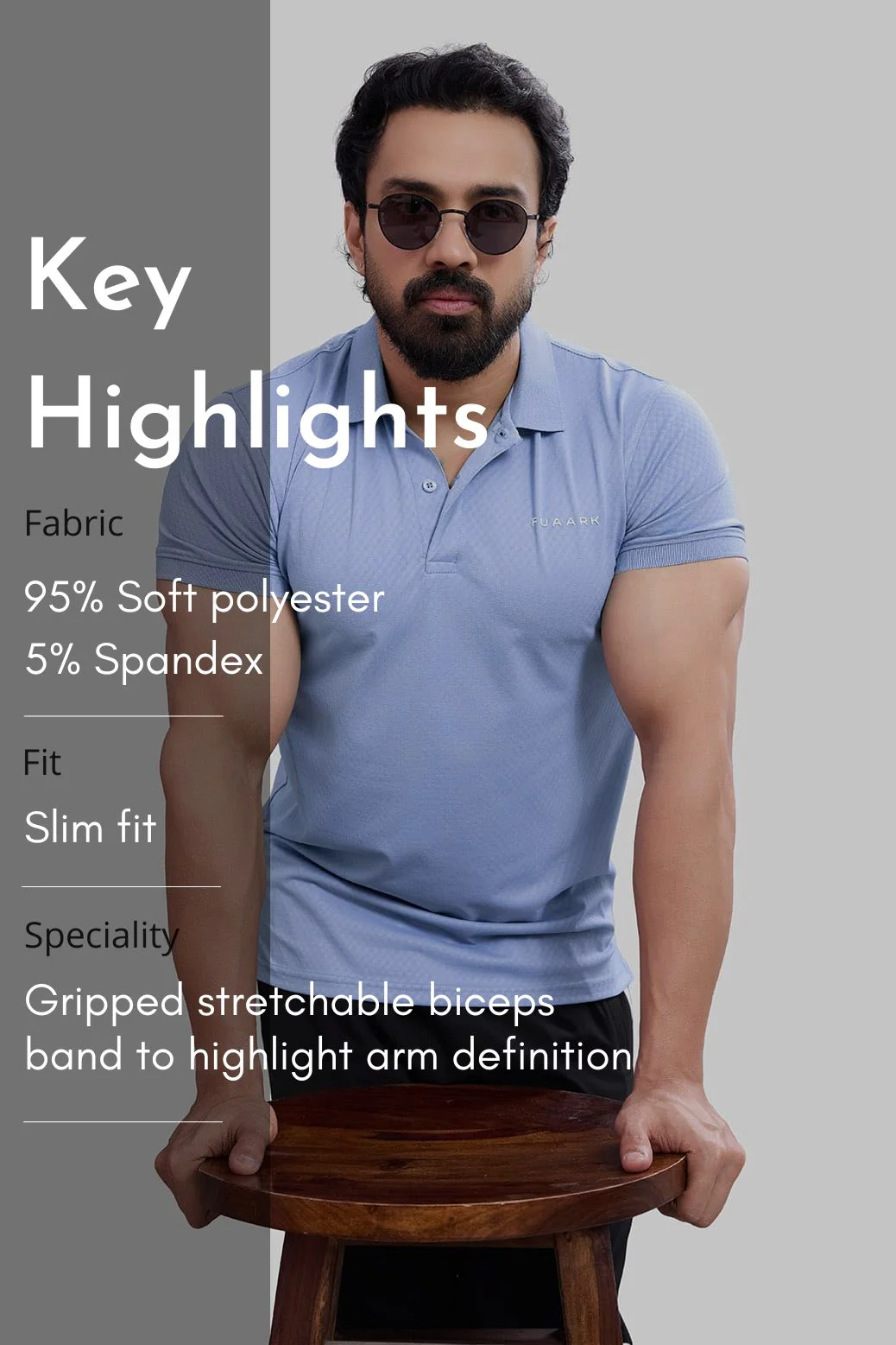 Wave Polo T-shirt Light Blue - Image 8